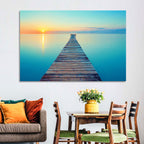 Wooden Footbridge at Sunset Wall Art