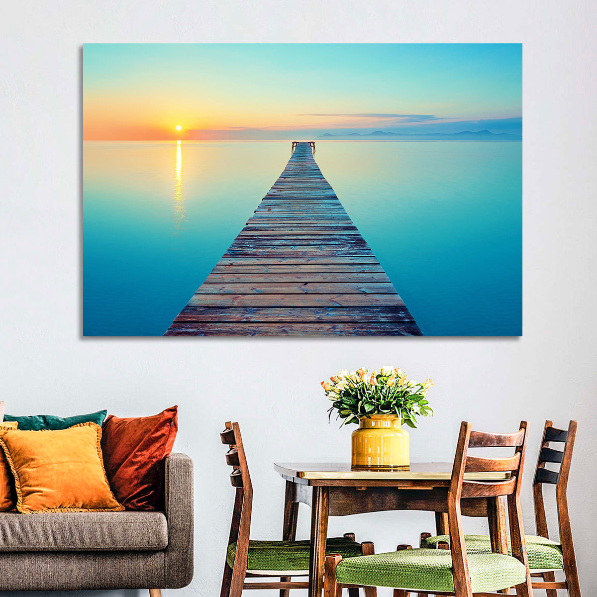 Wooden Footbridge at Sunset Wall Art