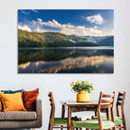 Golden Mist Mountain Lake Wall Art