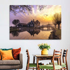 Dutch Canal House at Sunset Wall Art