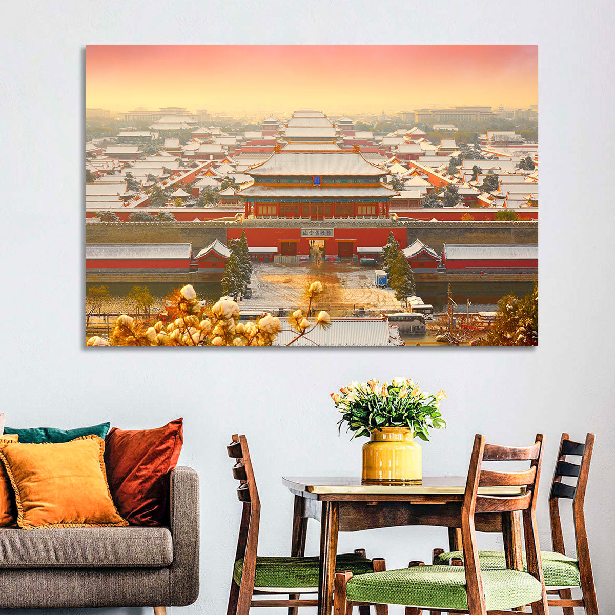 Forbidden City Gateway at Golden Hour Wall Art in a room, landscape