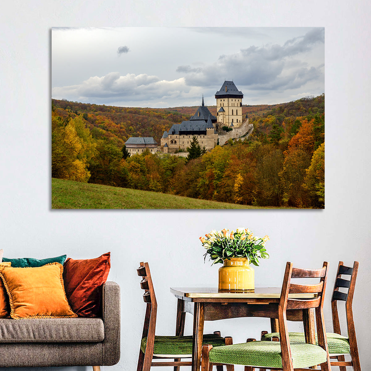 Karlštejn Castle in Autumn Forest Wall Art