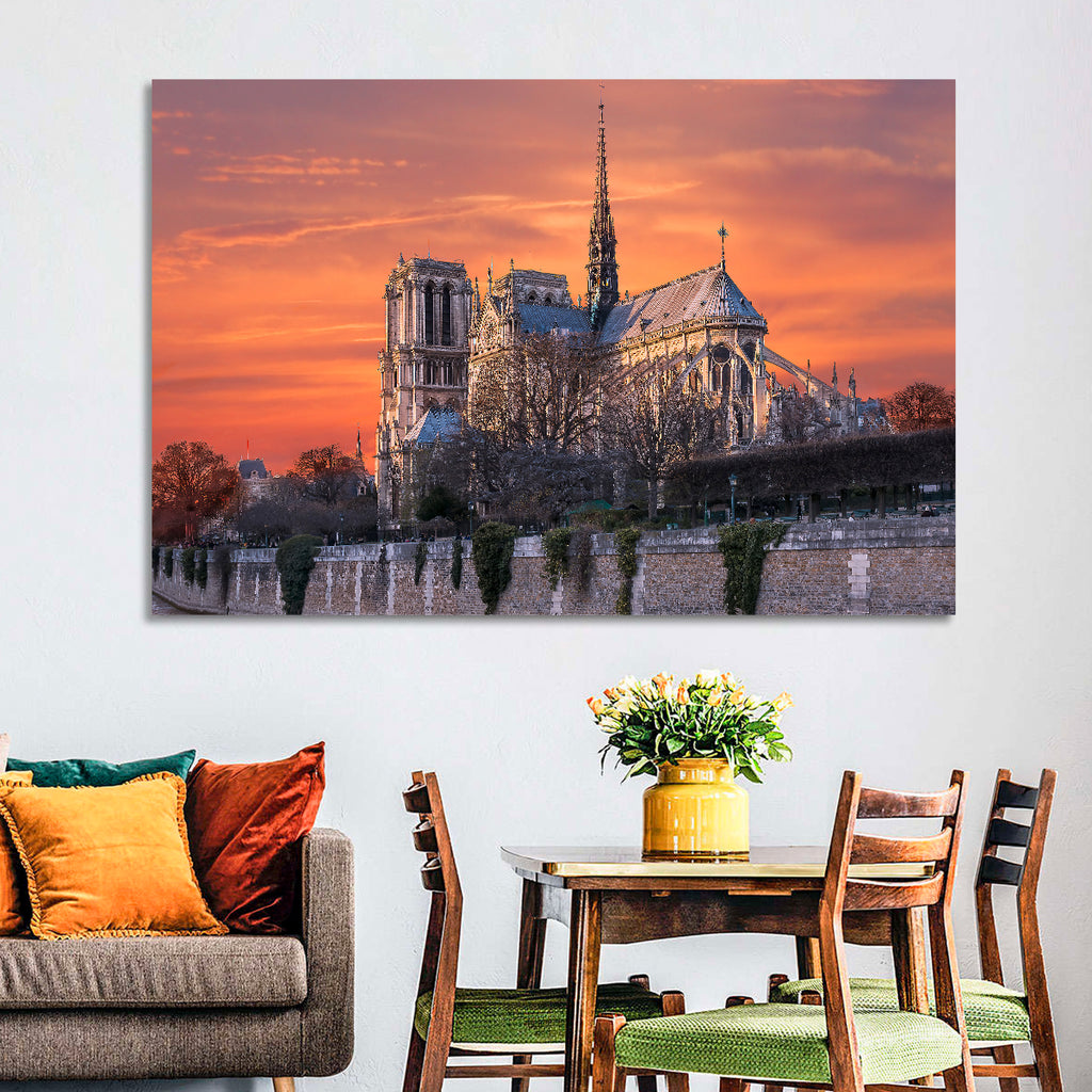 Notre-dame Cathedral at Golden Hour Wall Art
