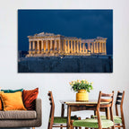 Illuminated Parthenon at Night Wall Art