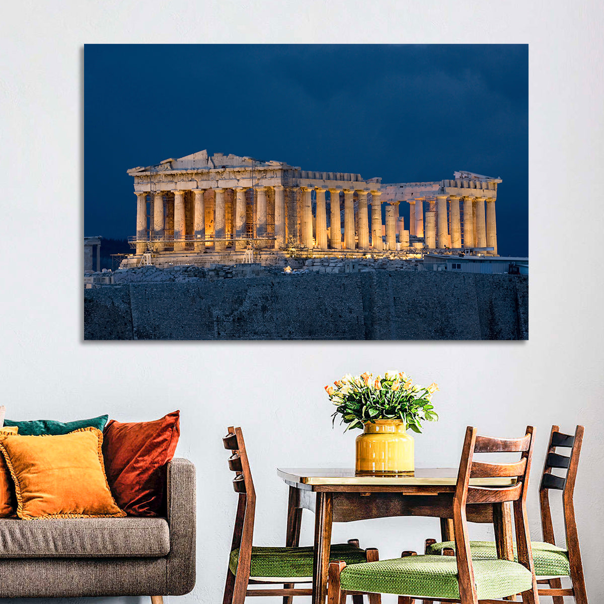 Illuminated Parthenon at Night Wall Art