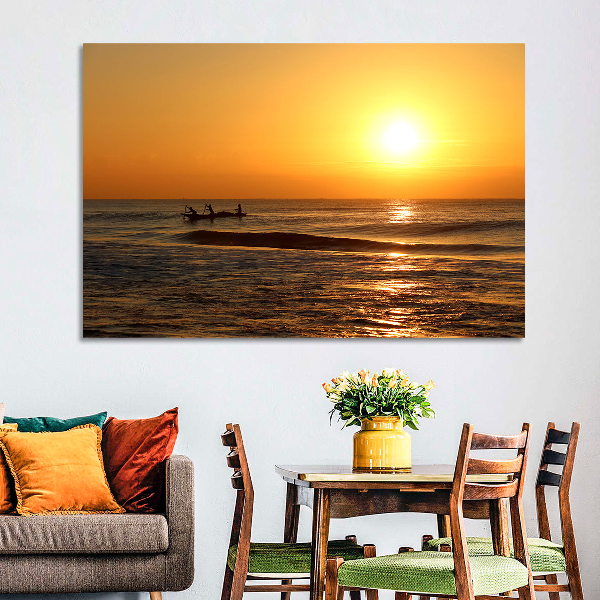Puri Beach Sunrise Wall Art in a room, landscape