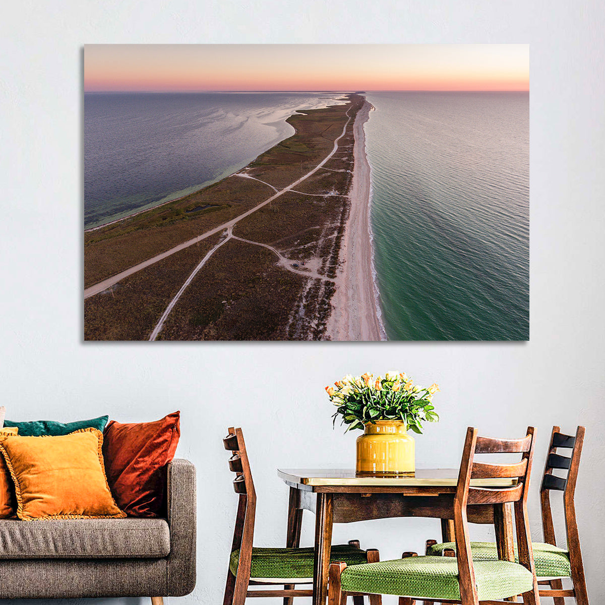 Byriuchyi Island Coastline Wall Art in a room, landscape
