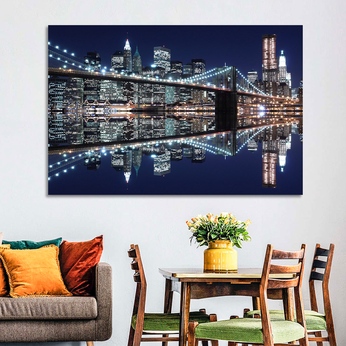 Brooklyn Bridge Symphony at Night Wall Art