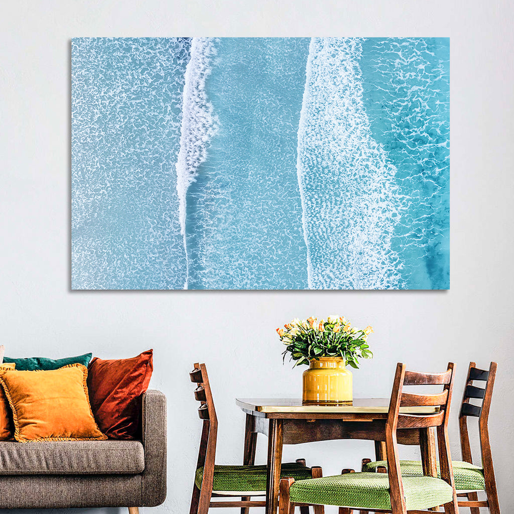 Twin Breaking Waves Over Turquoise Sea Wall Art