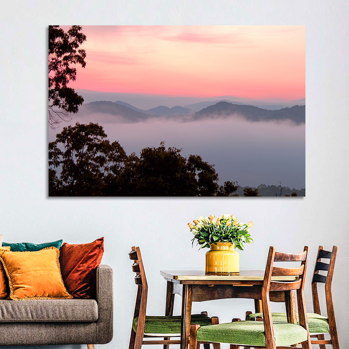 Smogy Foothills Dawn Wall Art in a room, landscape