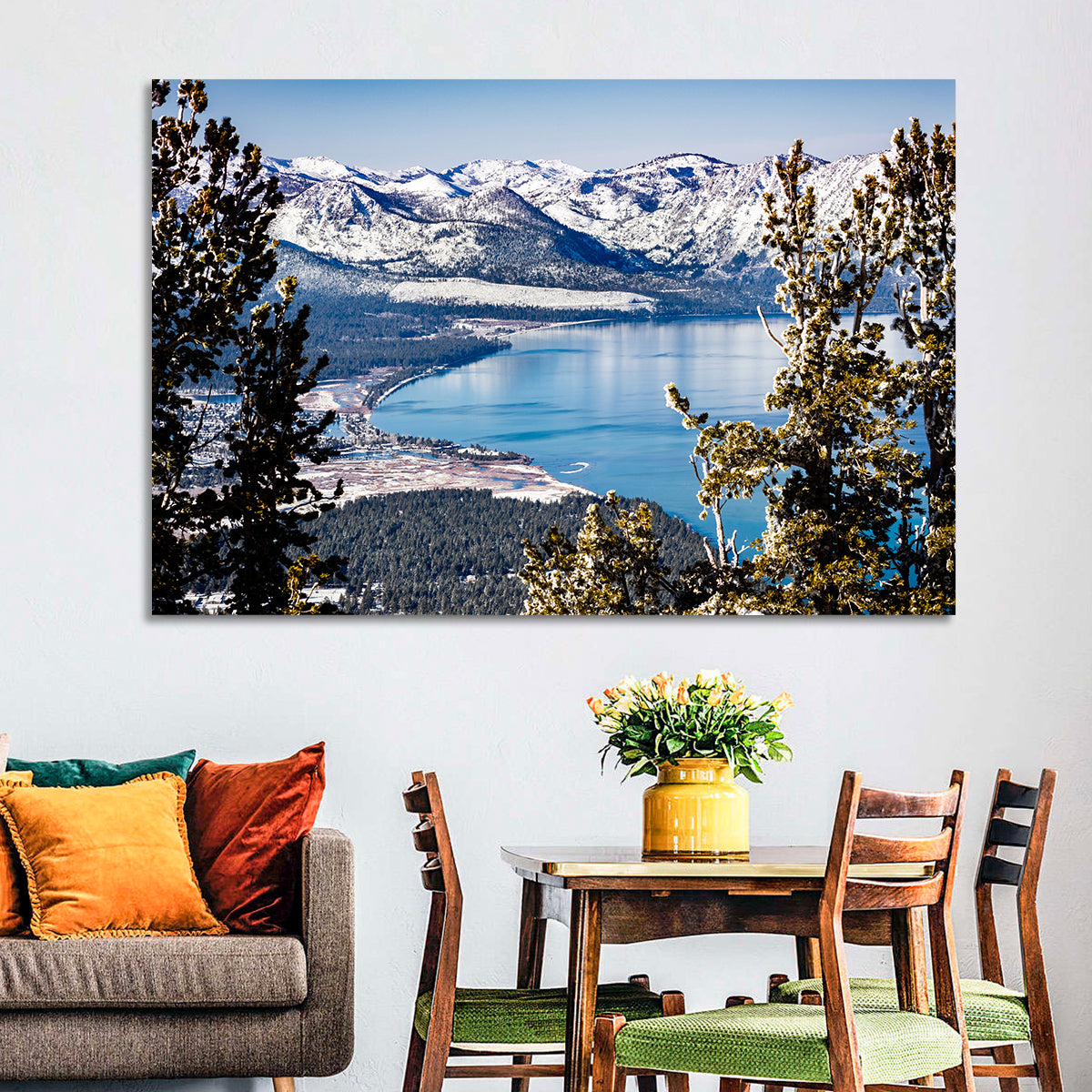 Lake Tahoe Sierra Vista Wall Art in a room, landscape