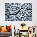 S-curve Winter Forest Road Wall Art