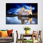 Omar Ali Saifuddien Mosque at Night Wall Art