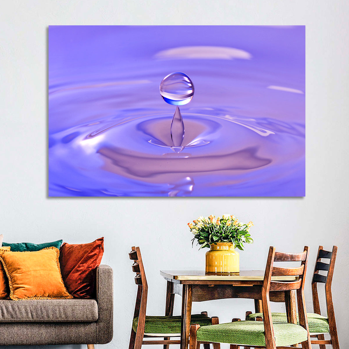 Purple Water Droplet Splash Wall Art