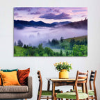 Misty Mountain Valley at Twilight Wall Art