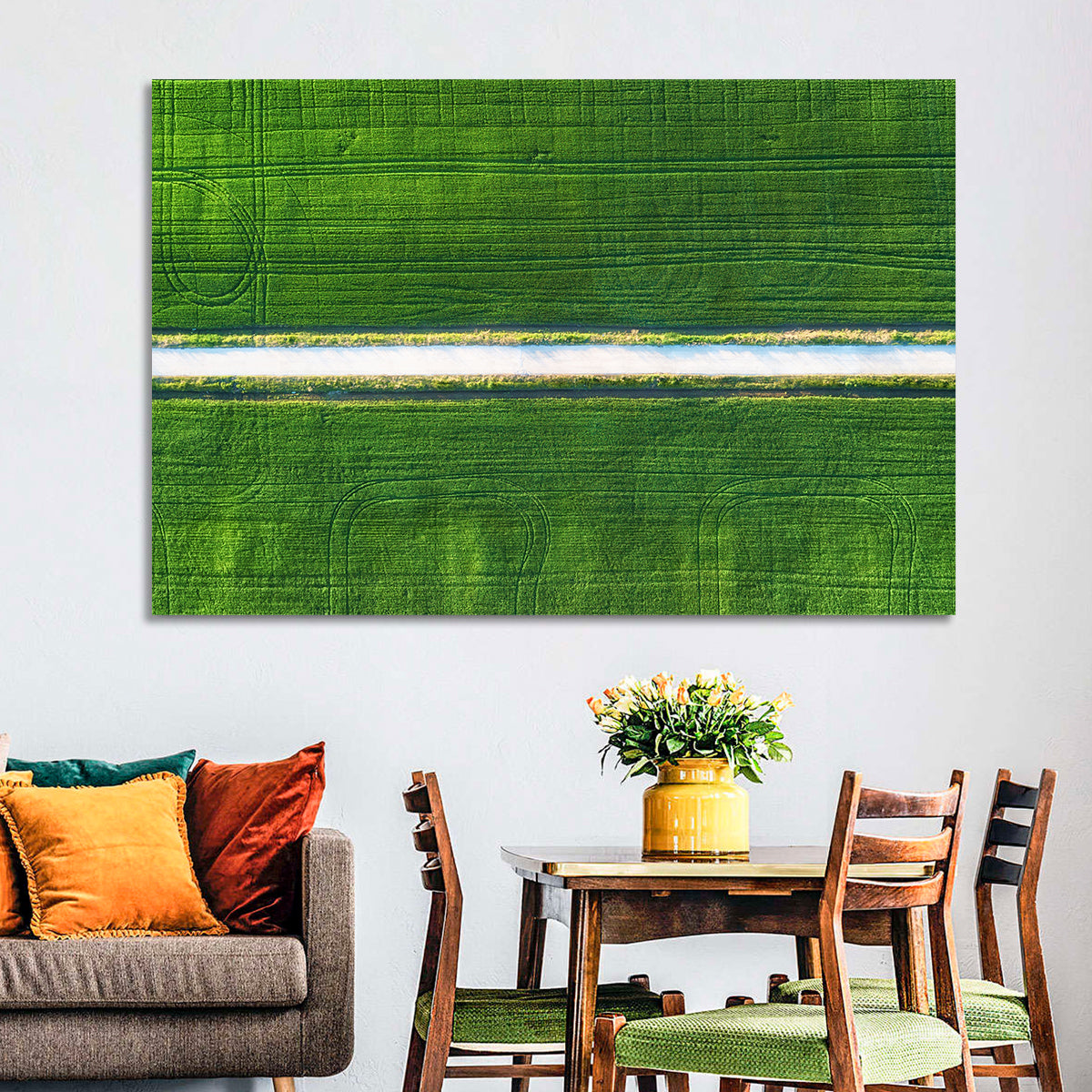 Aerial Irrigation Canal View Wall Art in a room, landscape