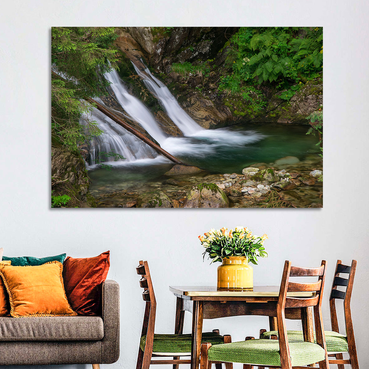 Mount Mickiewicz Waterfall Wall Art in a room, landscape