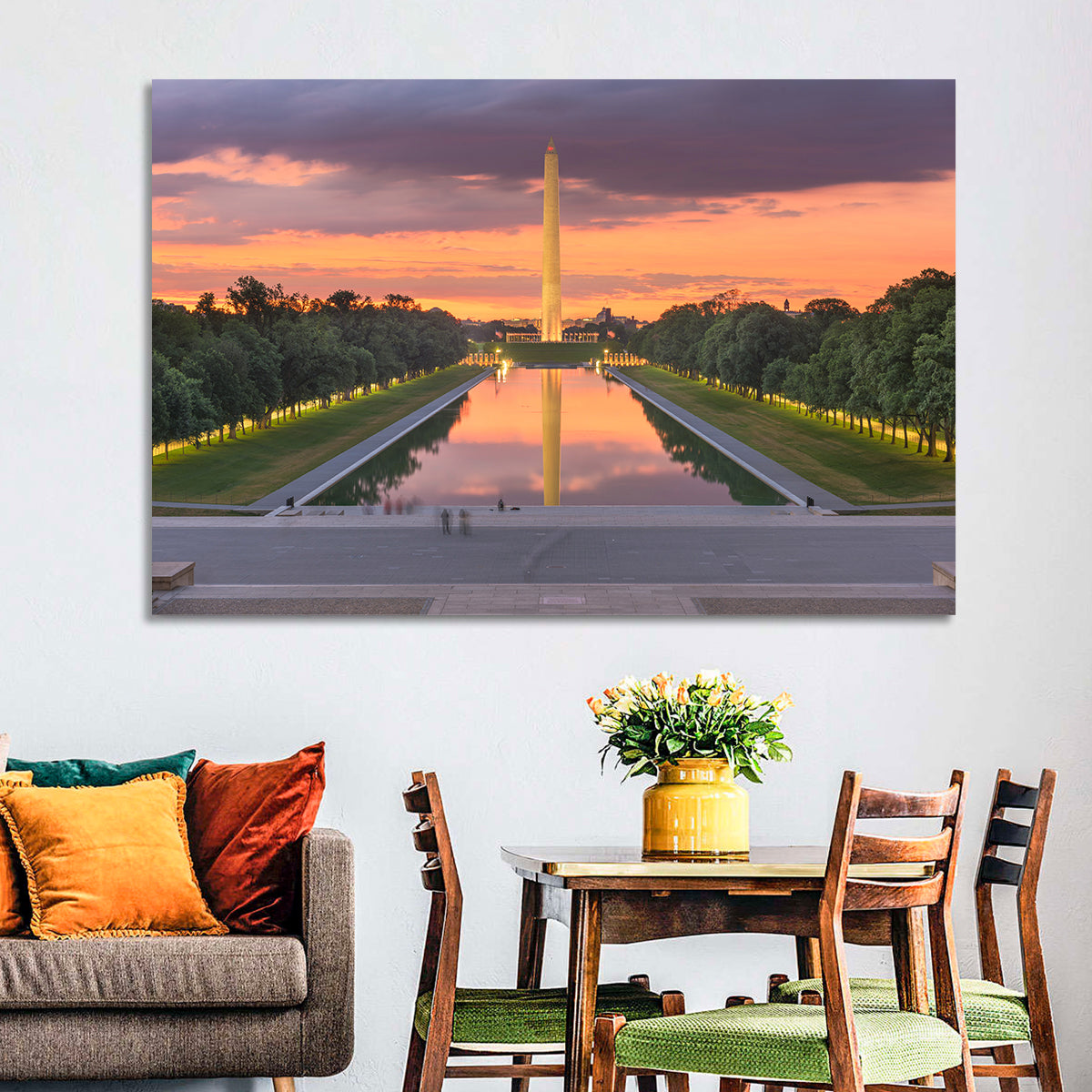 Washington Monument at Dusk Wall Art in a room, landscape