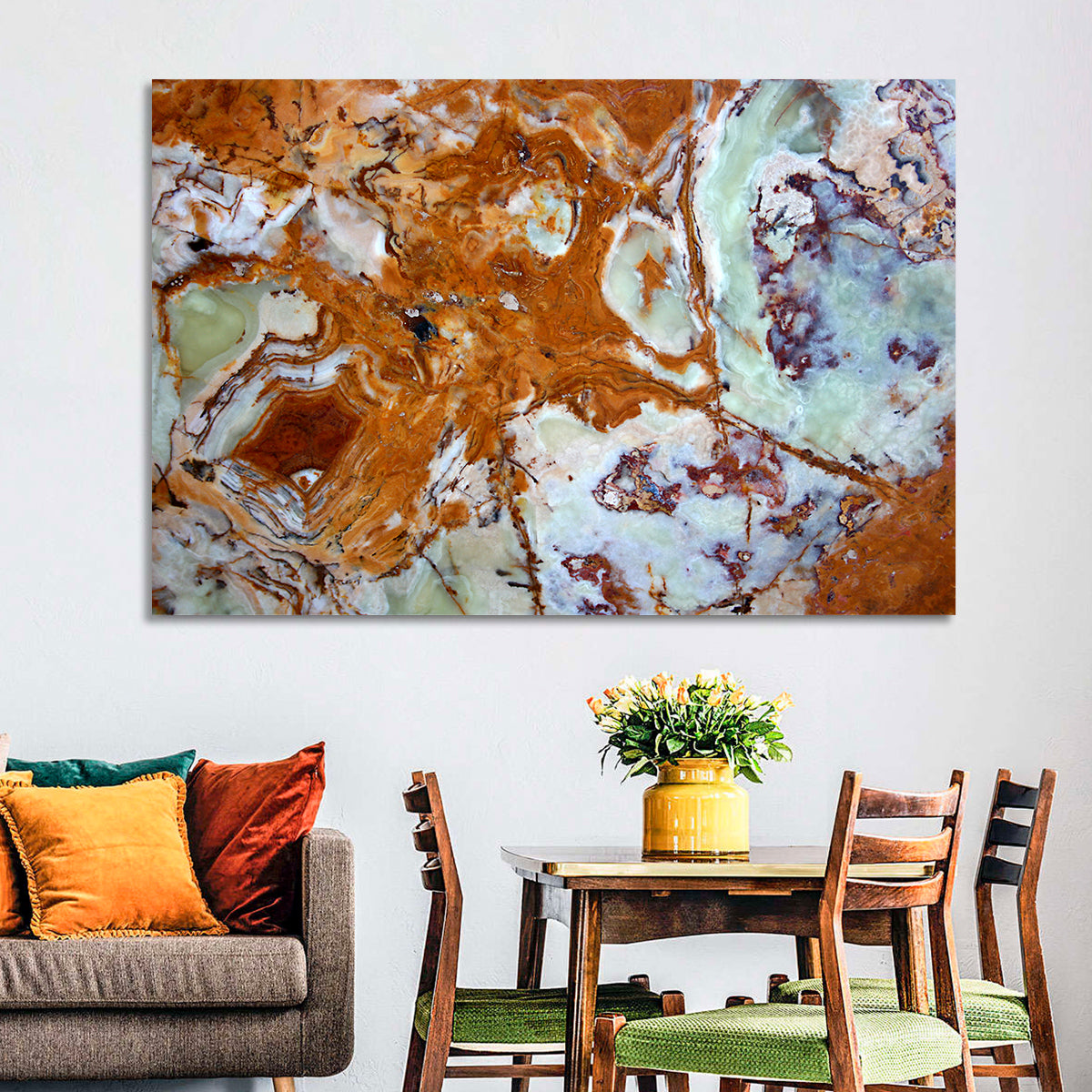 Onyx Texture Abstract Wall Art in a room, landscape