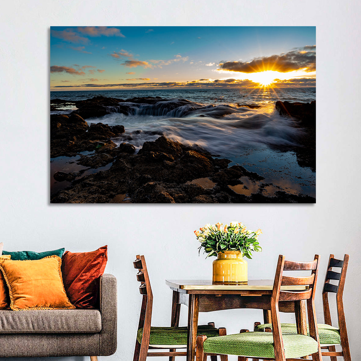 Thor's Well Sunset, Oregon Coast Wall Art in a room, landscape