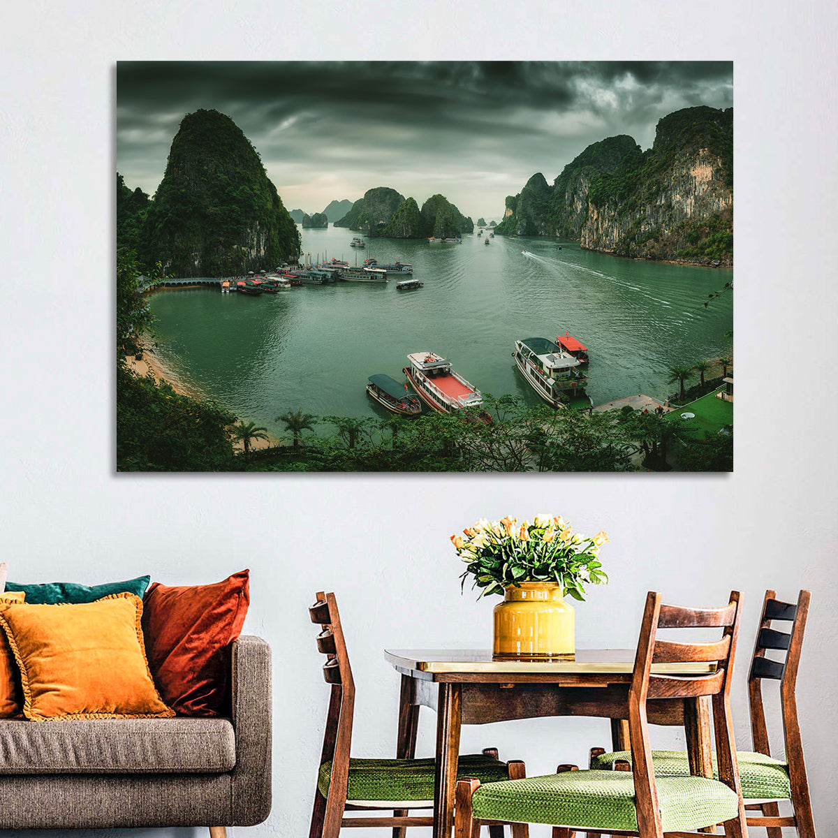 Ha Long Bay Vista Wall Art in a room, landscape
