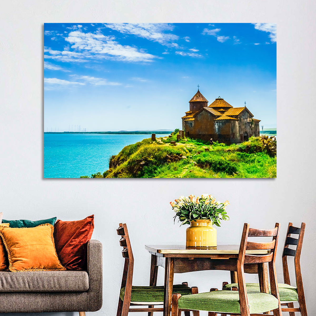 Sevanavank on Lake Sevan Wall Art in a room, landscape