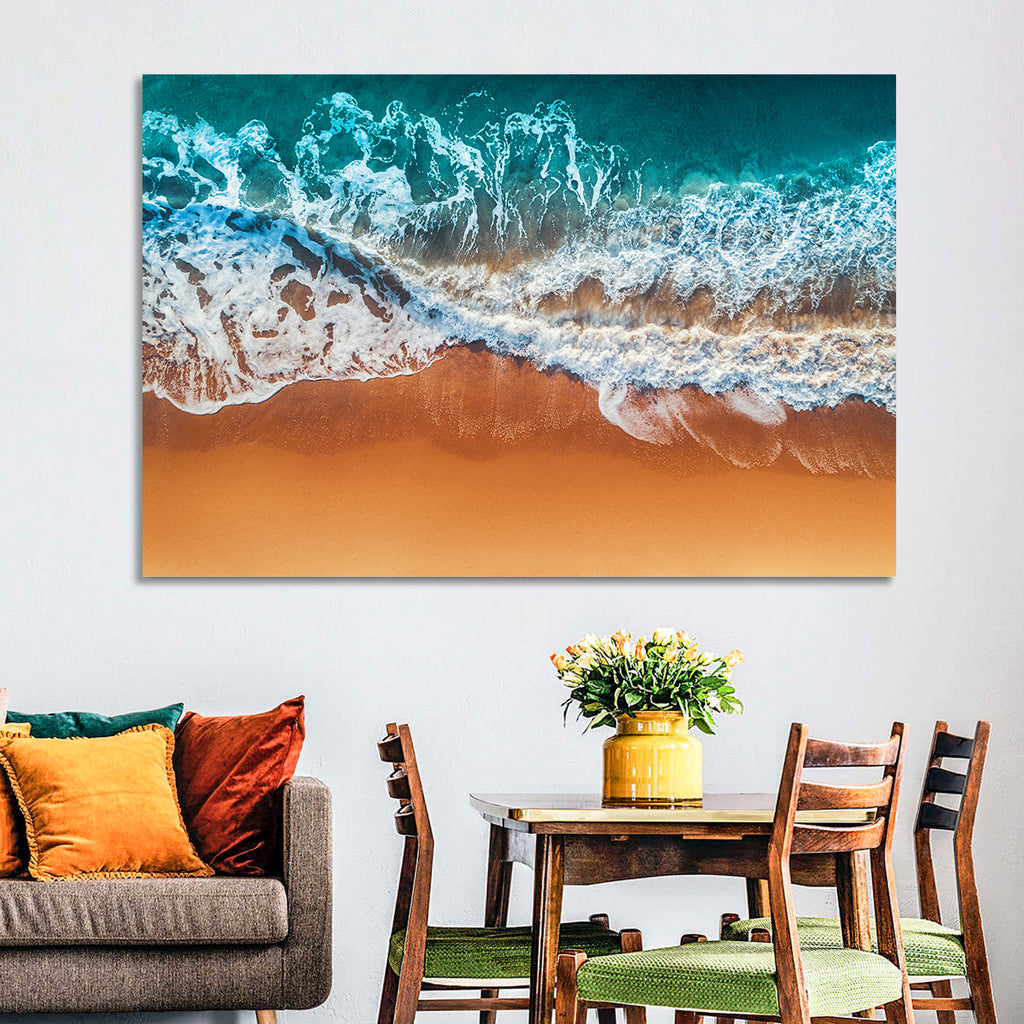 Aerial Beach Waves Wall Art
