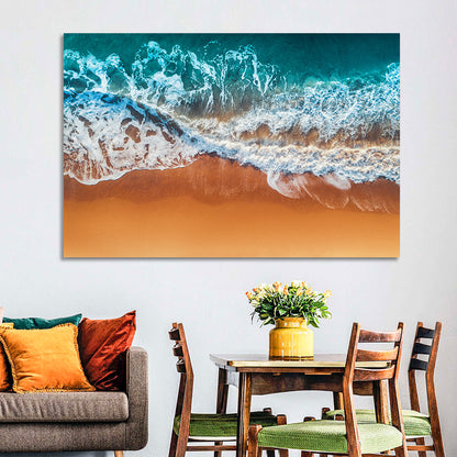 Sandy Beach Sea Waves Wall Art