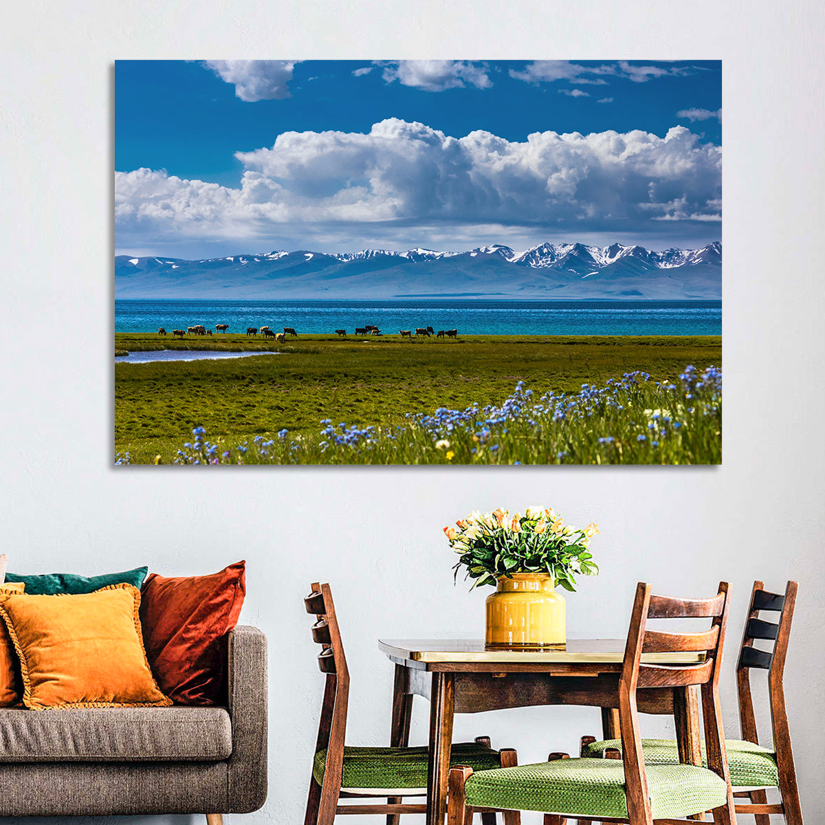 Song Kol Wildflower Shore Wall Art in a room, landscape