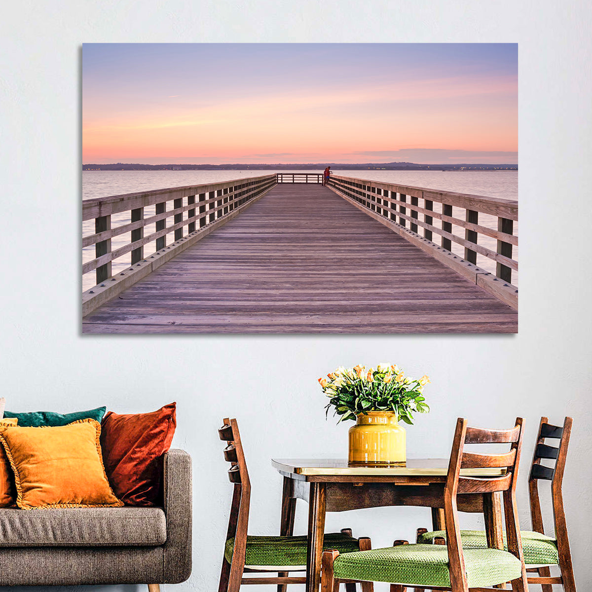 New Haven Wooden Pier Wall Art in a room, landscape