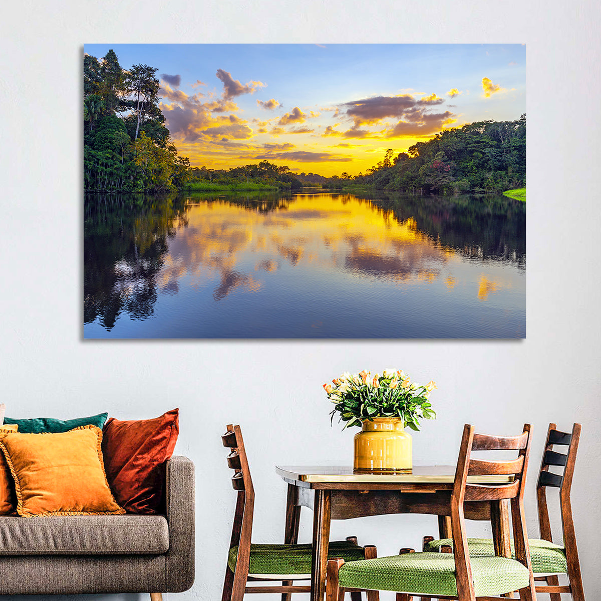 Amazon River Sunset Reflection Wall Art