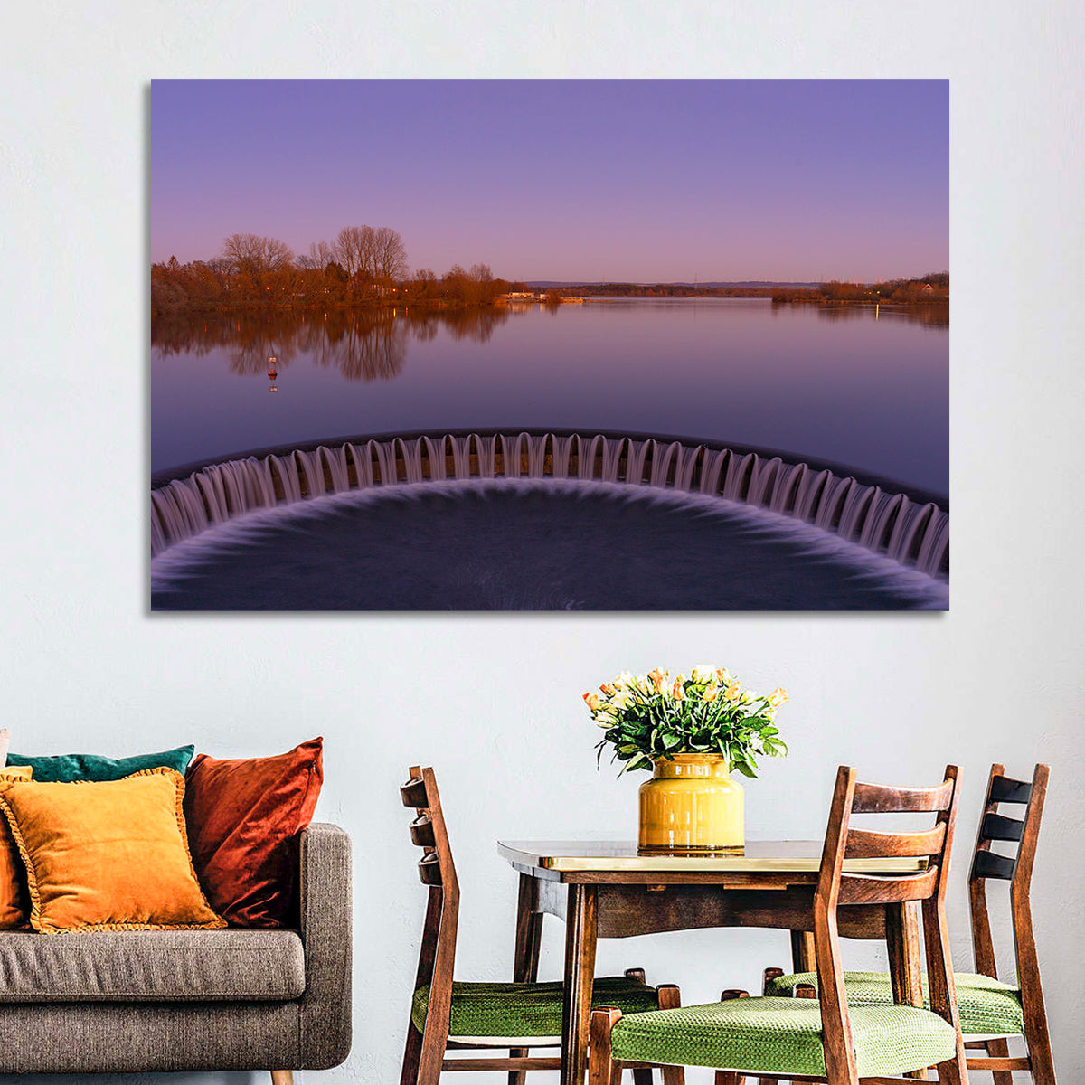 Circular Weir at Dusk Wall Art
