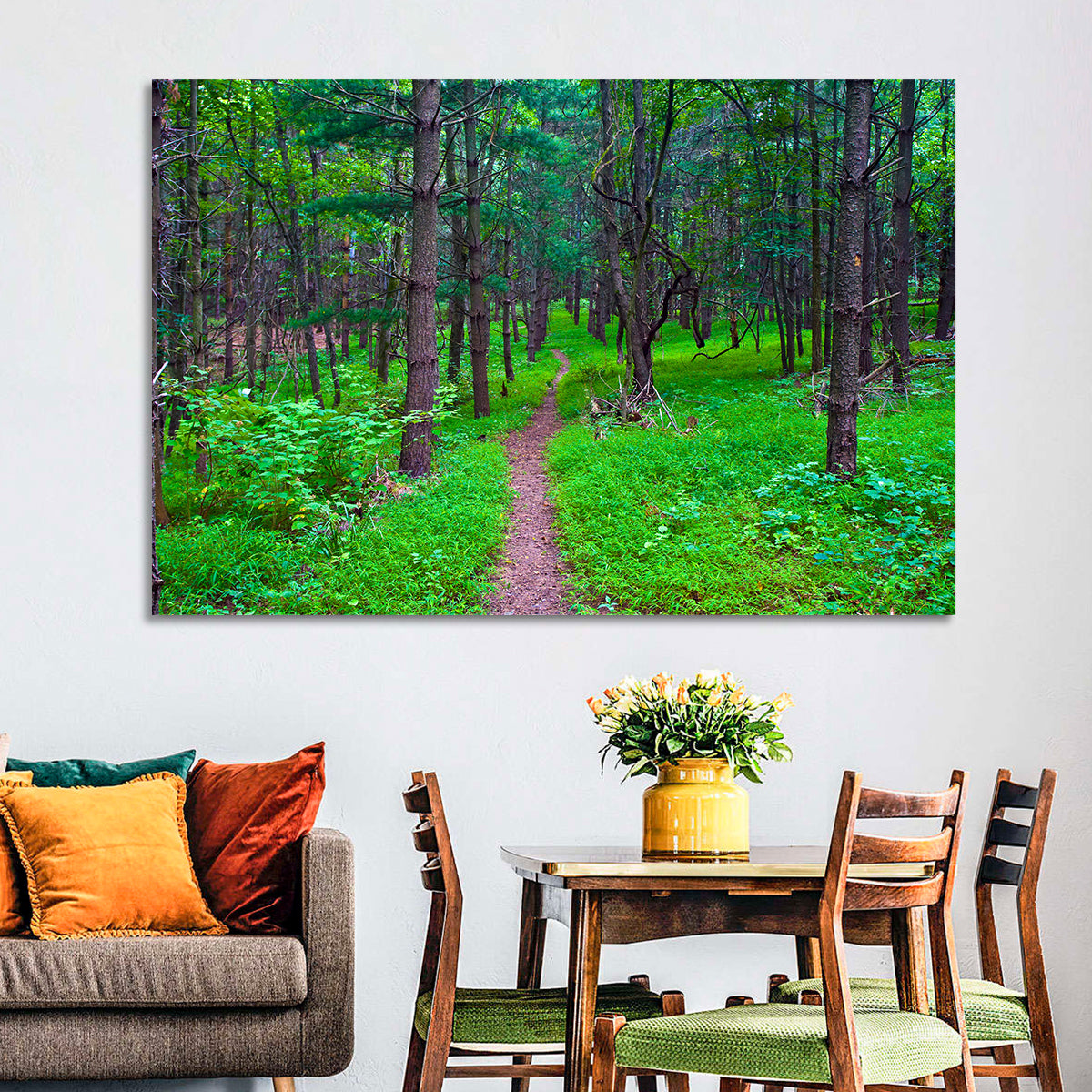 Lush Virginia Forest Trail Wall Art in a room, landscape