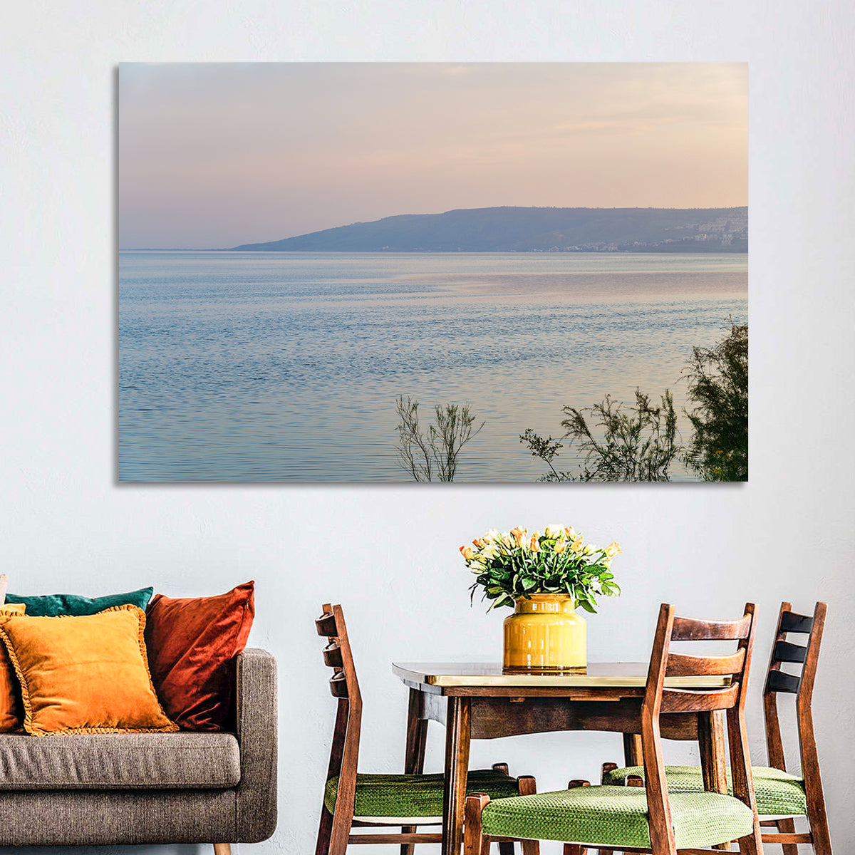 Sea of Galilee at Dusk Wall Art in a room, landscape