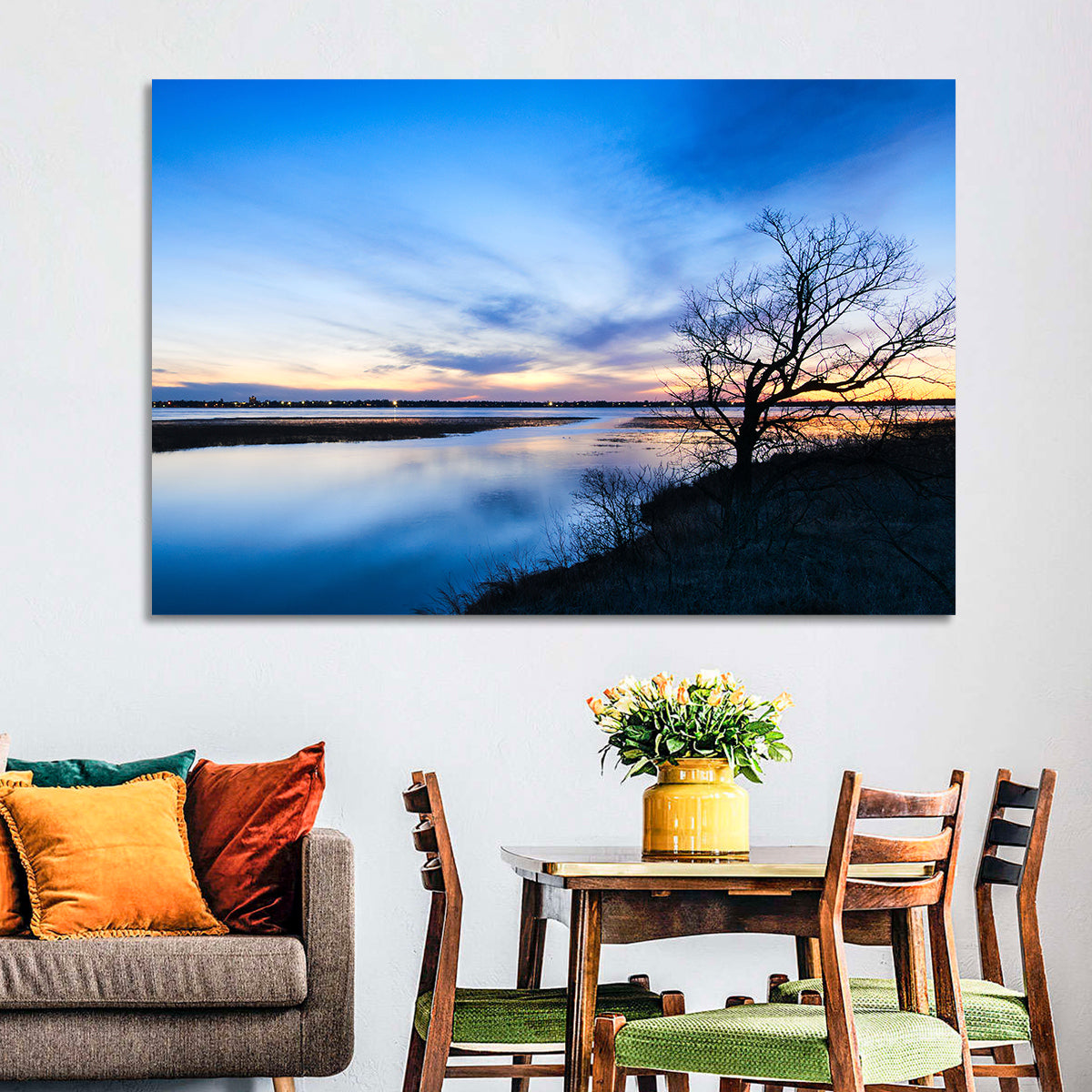 Lake Bemidji Twilight Wall Art in a room, landscape