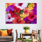 Tropical Bougainvillea and Hibiscus Bloom Wall Art