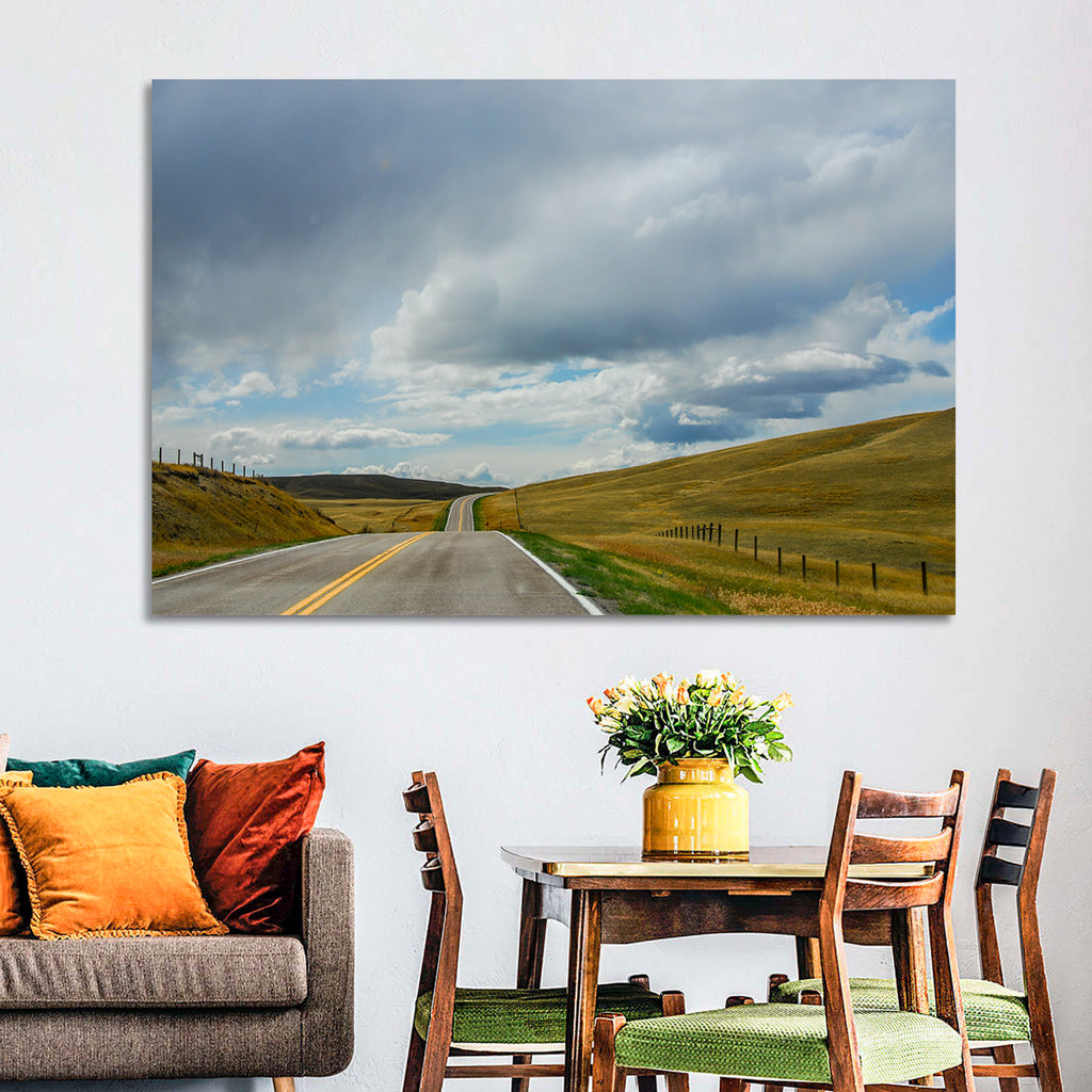 Montana Road Through Golden Hills Wall Art