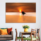 Horse and Rider at Sunset Wall Art