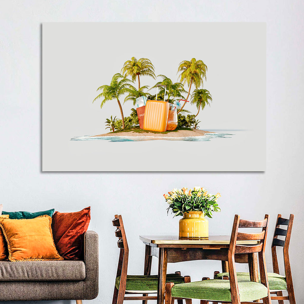 Tropical Island Vacation Illustration Wall Art