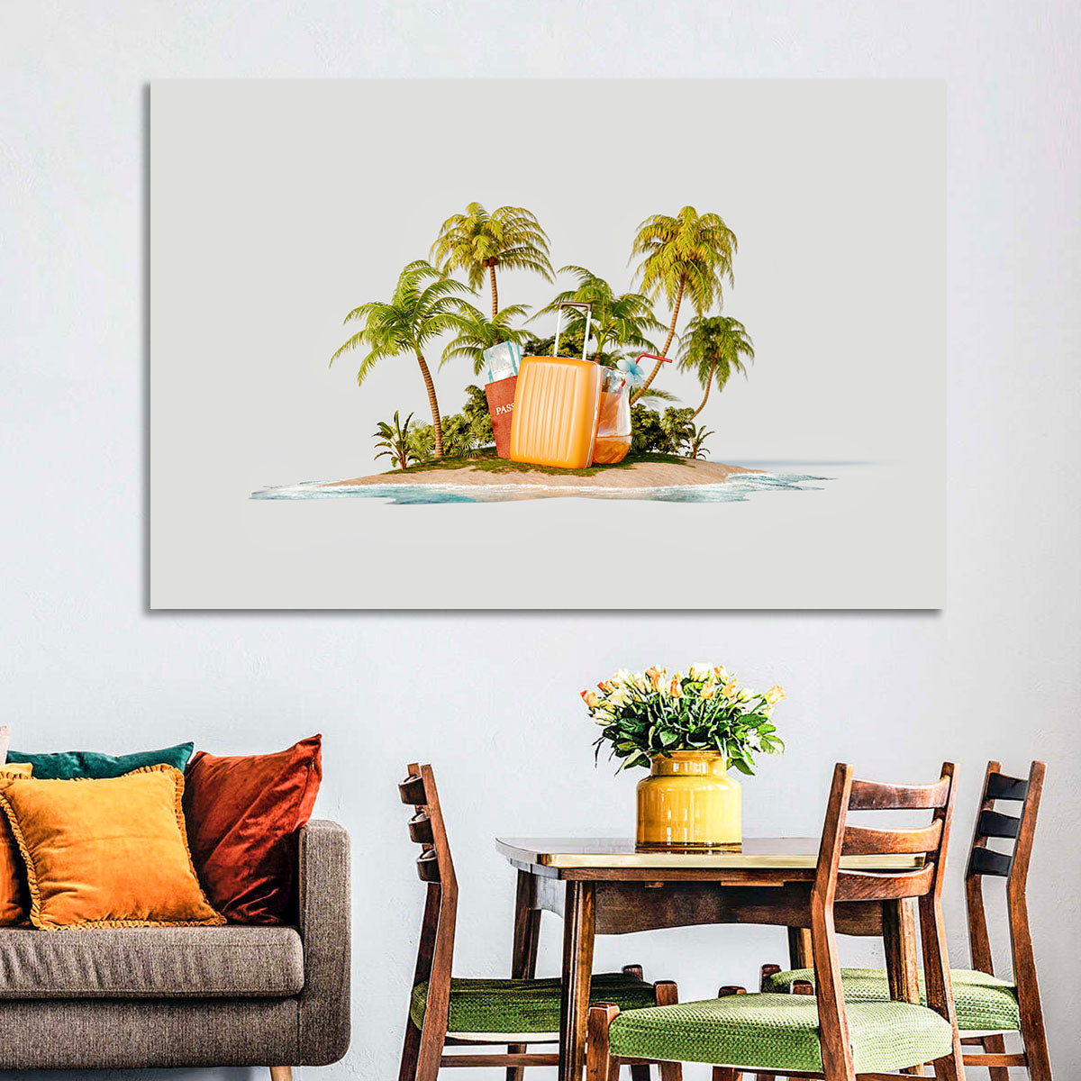 Tropical Island Vacation Illustration Wall Art