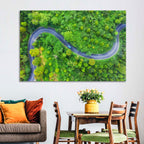 Blue Car on Summer Forest Road Wall Art