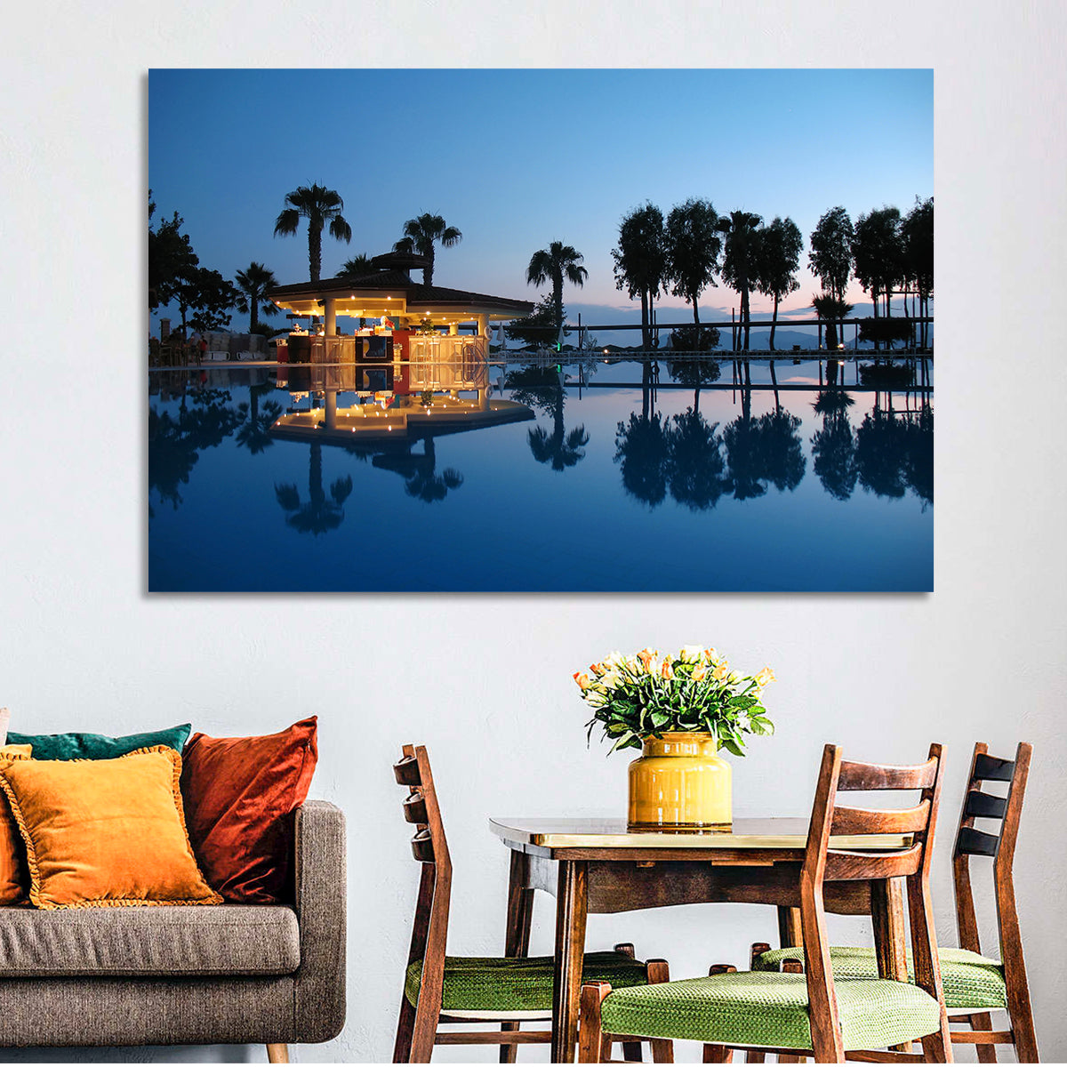 Twilight Poolside Bar Wall Art