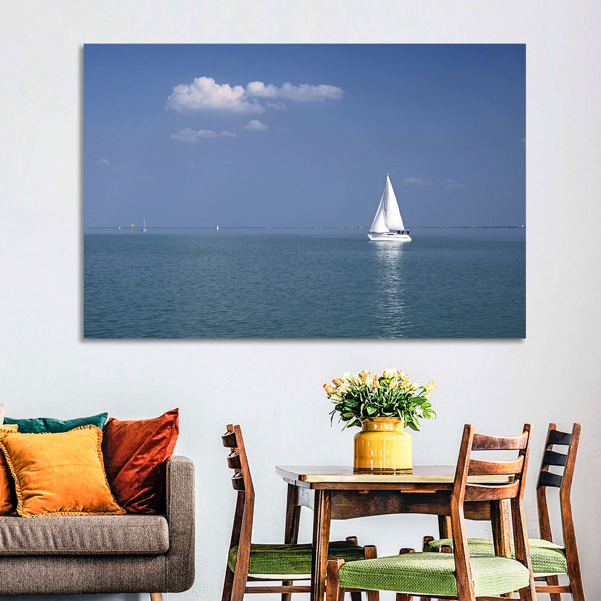 Sailboat on Lake Balaton Wall Art in a room, landscape