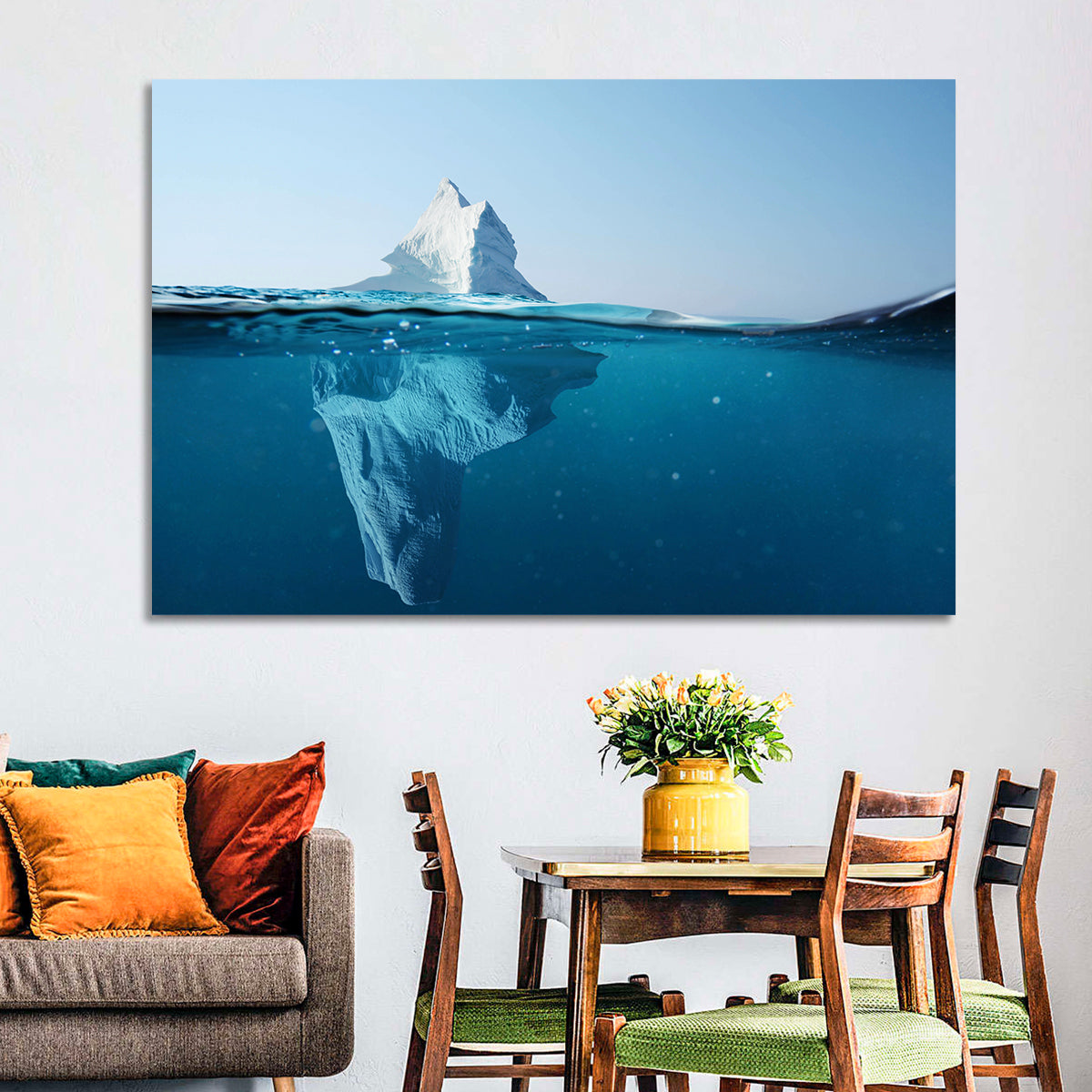 Split-level Iceberg Wall Art in a room, landscape