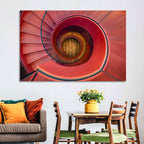 Red Spiral Staircase Wall Art