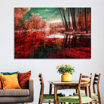 Red Autumn Forest Wall Art