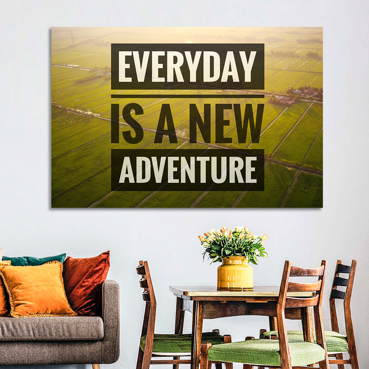 Everyday Is a New Adventure Wall Art in a room, landscape