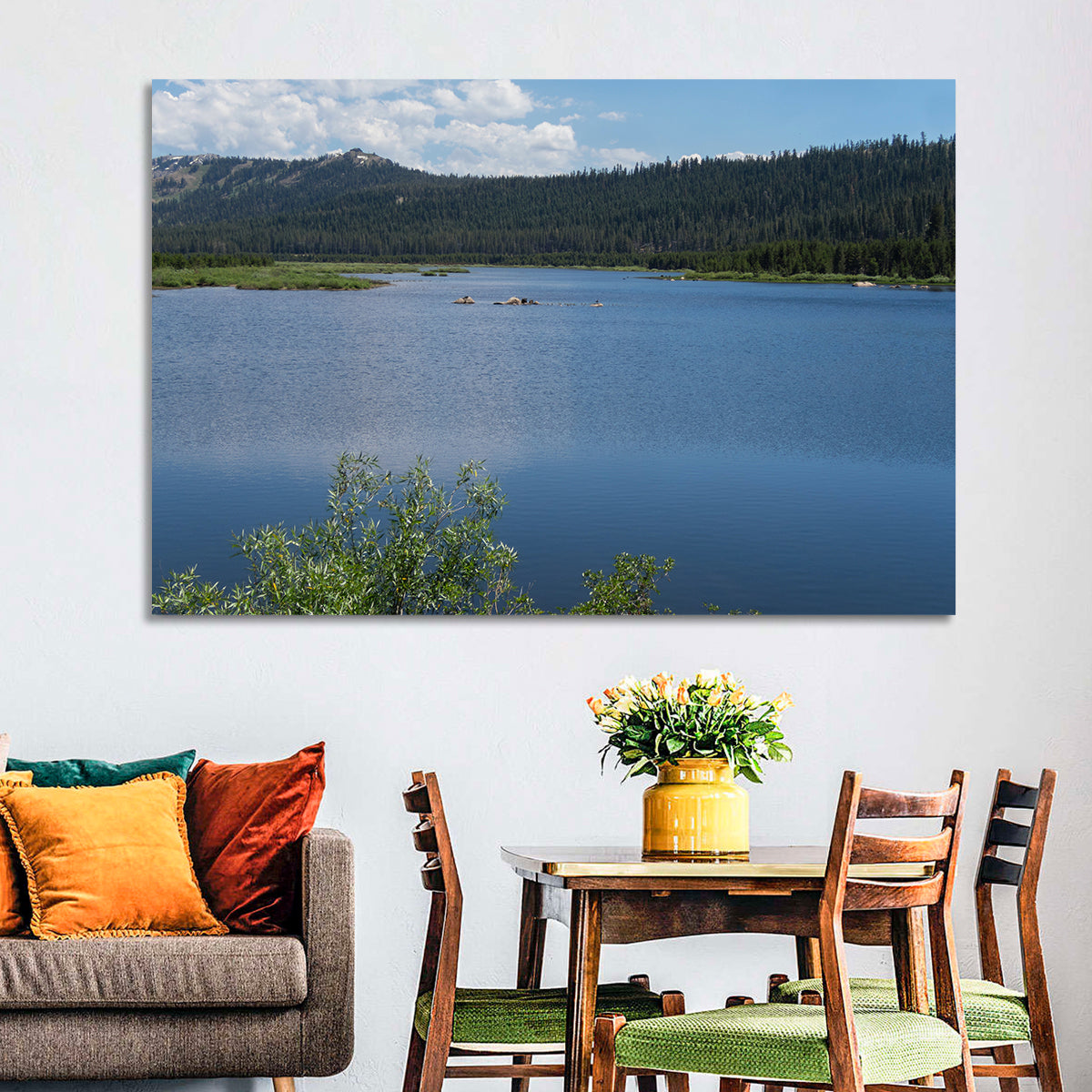 Lake Van Norden Wall Art in a room, landscape