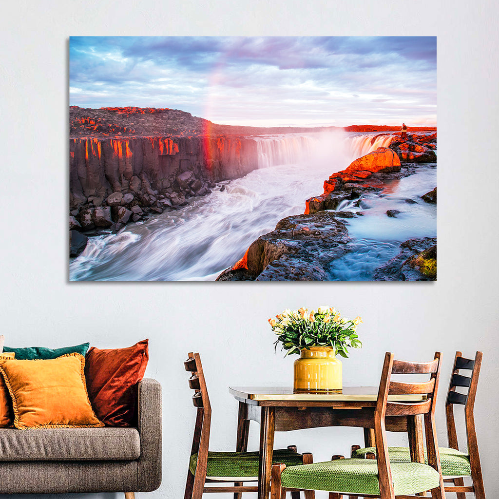 Golden Hour Selfoss Falls Rainbow Wall Art