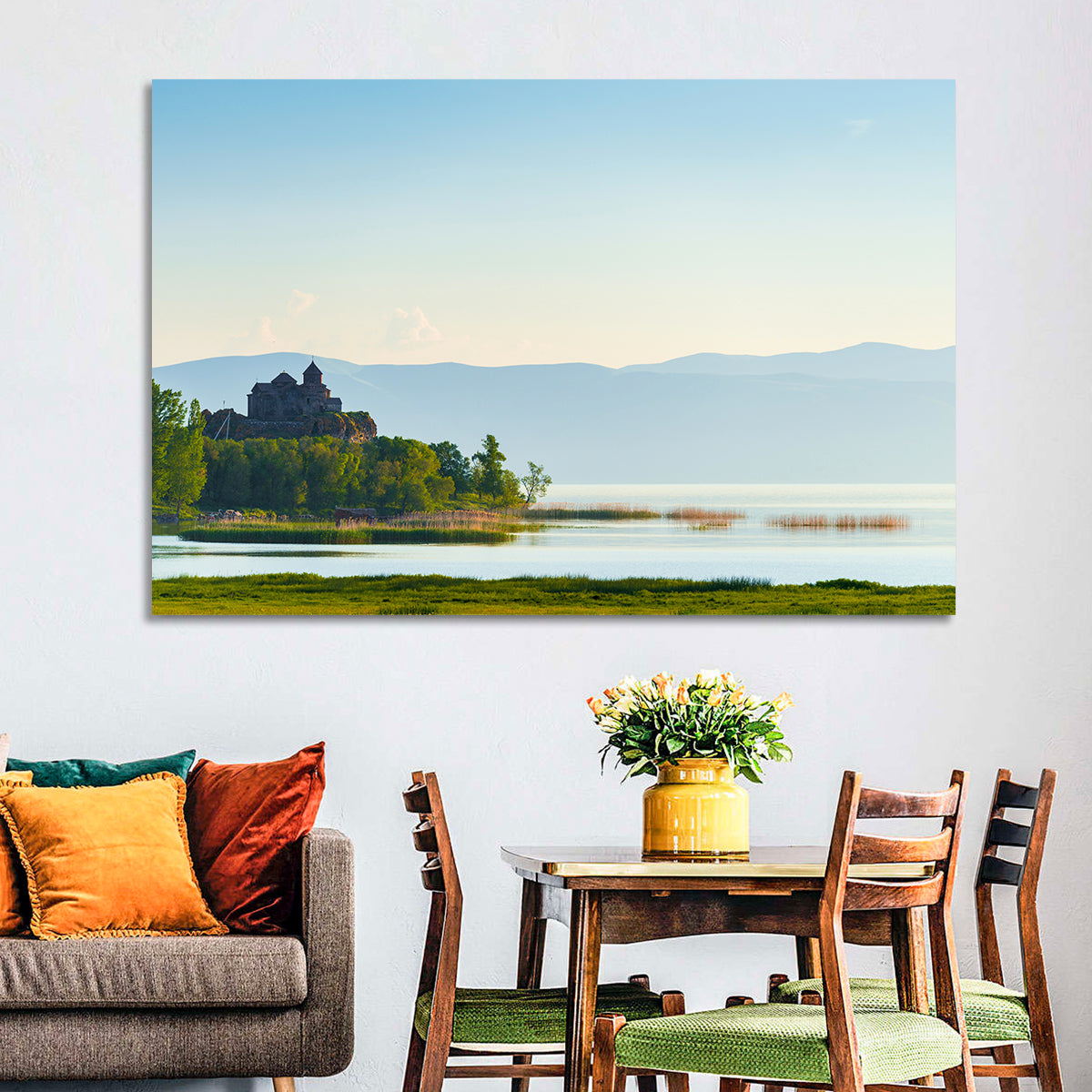 Sevanavank on Lake Sevan Wall Art in a room, landscape